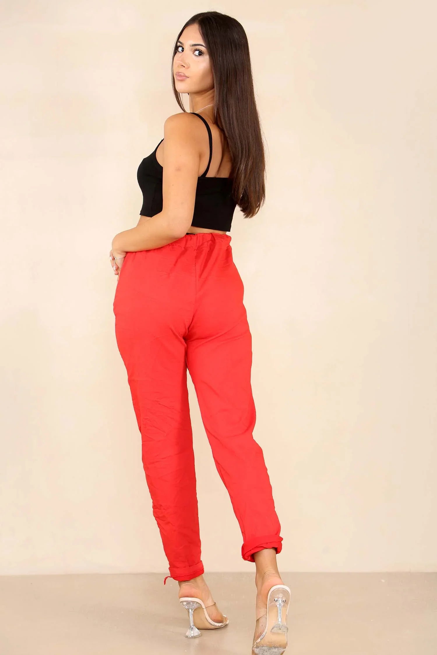 Navy Blue Italian Glitter Drawstring Waistband Magic Pants For Women 8 - Dropwear