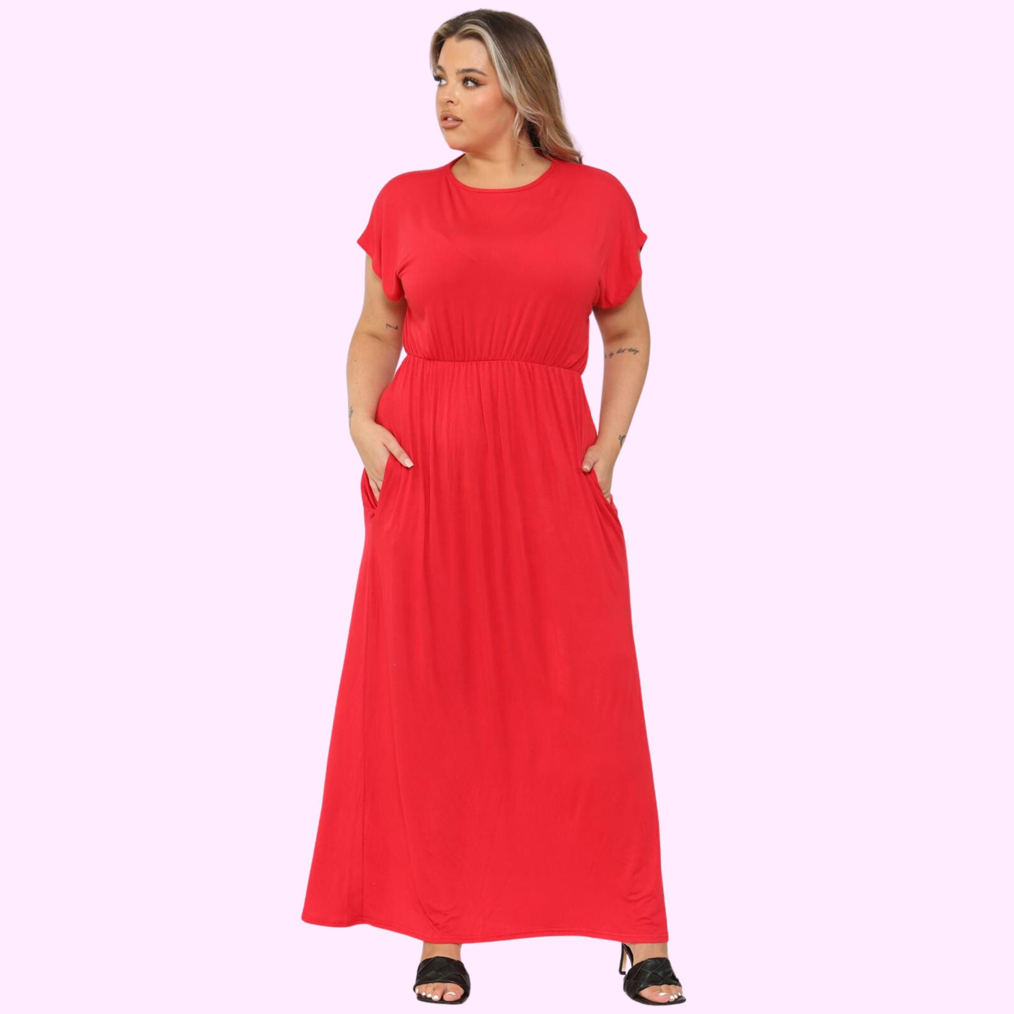 Silver SHORT SLEEVE MAXI DRESS For Women 20-22 - Dropwear