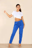 Navy Blue Italian Glitter Drawstring Waistband Magic Pants For Women 12 - Dropwear
