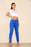 Navy Blue Italian Glitter Drawstring Waistband Magic Pants For Women 14 - Dropwear
