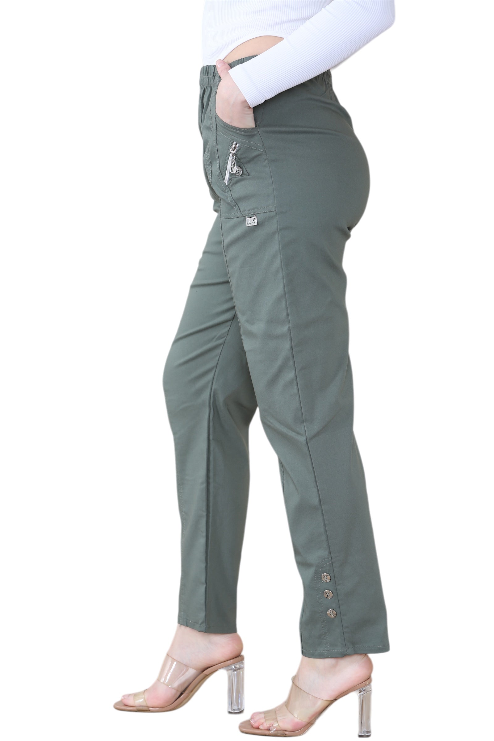 Khaki Full Length Cherry Berry Long Pants Women Trousers For Women 12 - Dropwear