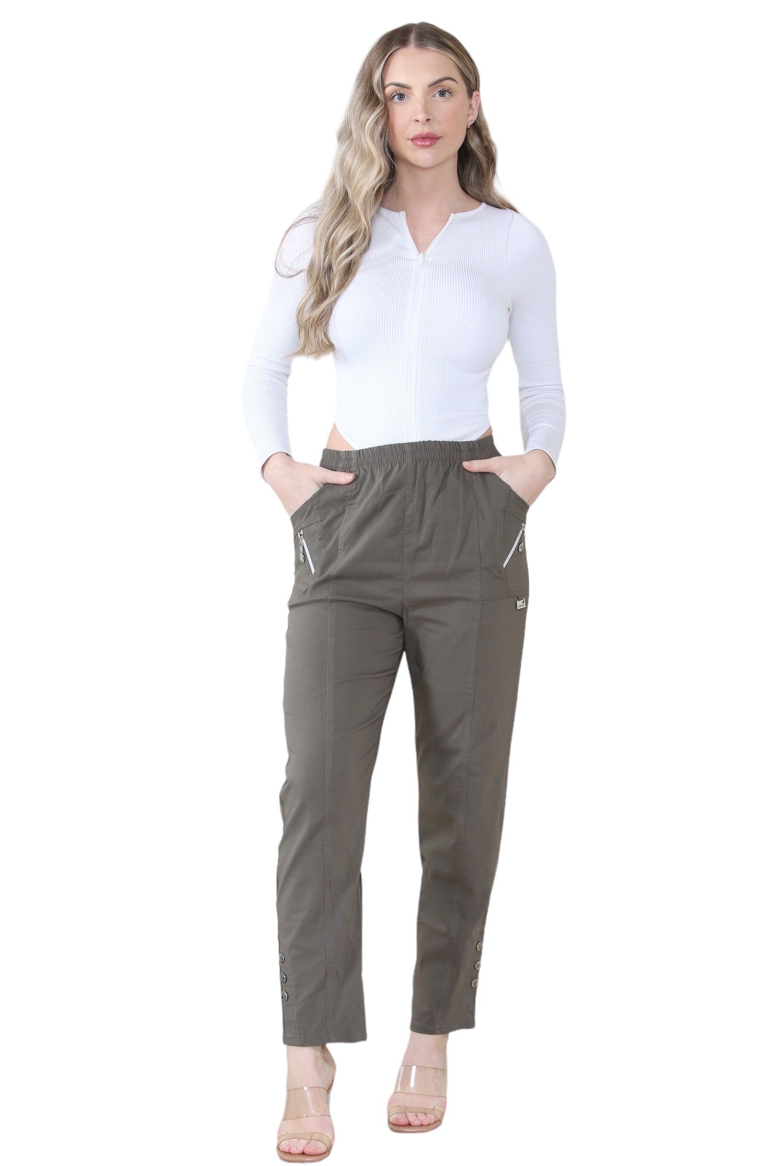Khaki Full Length Cherry Berry Long Pants Women Trousers For Women 16 - Dropwear