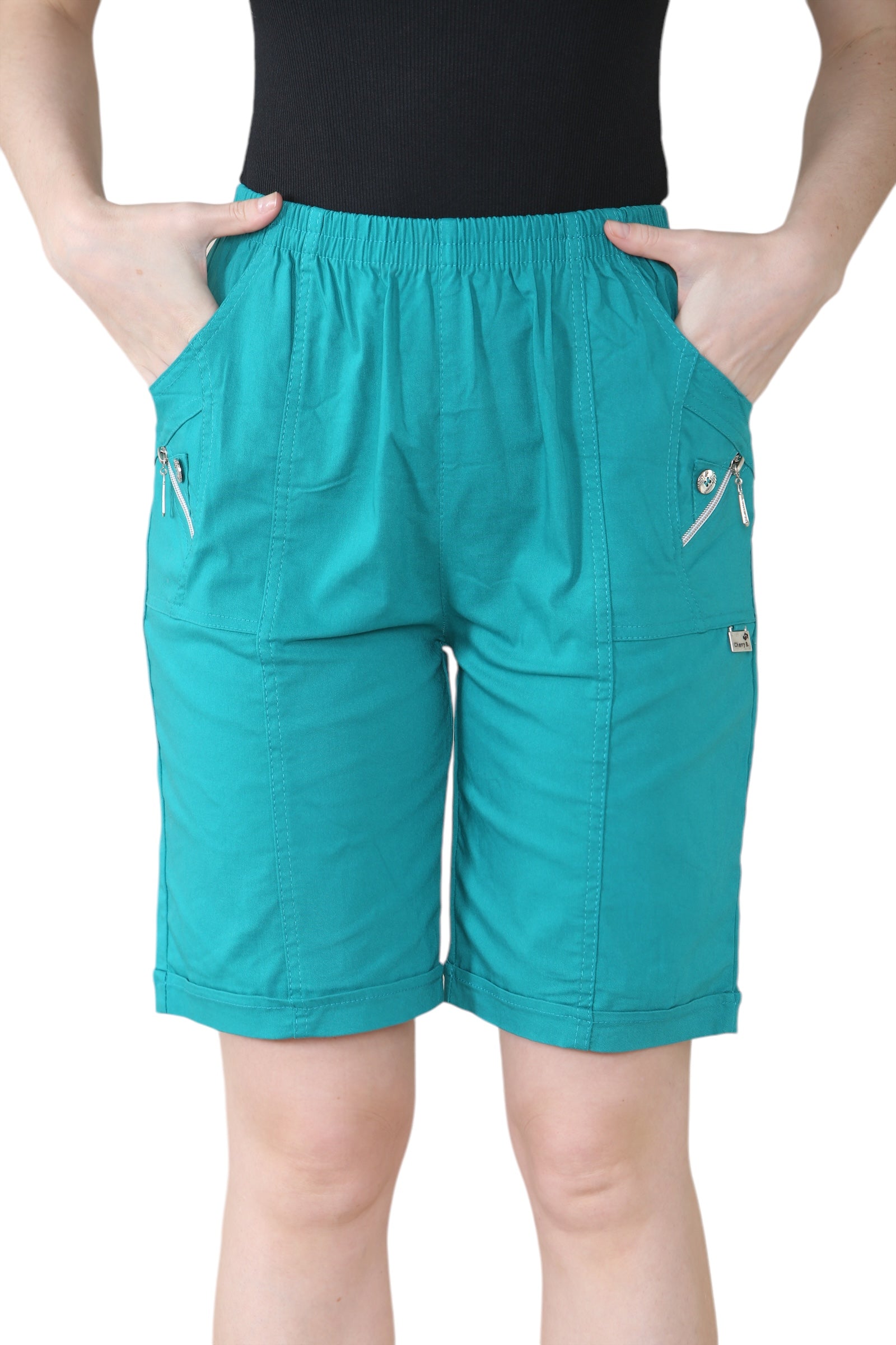 Jade Green Cherry Berry Short Pants For Women 14 - Dropwear
