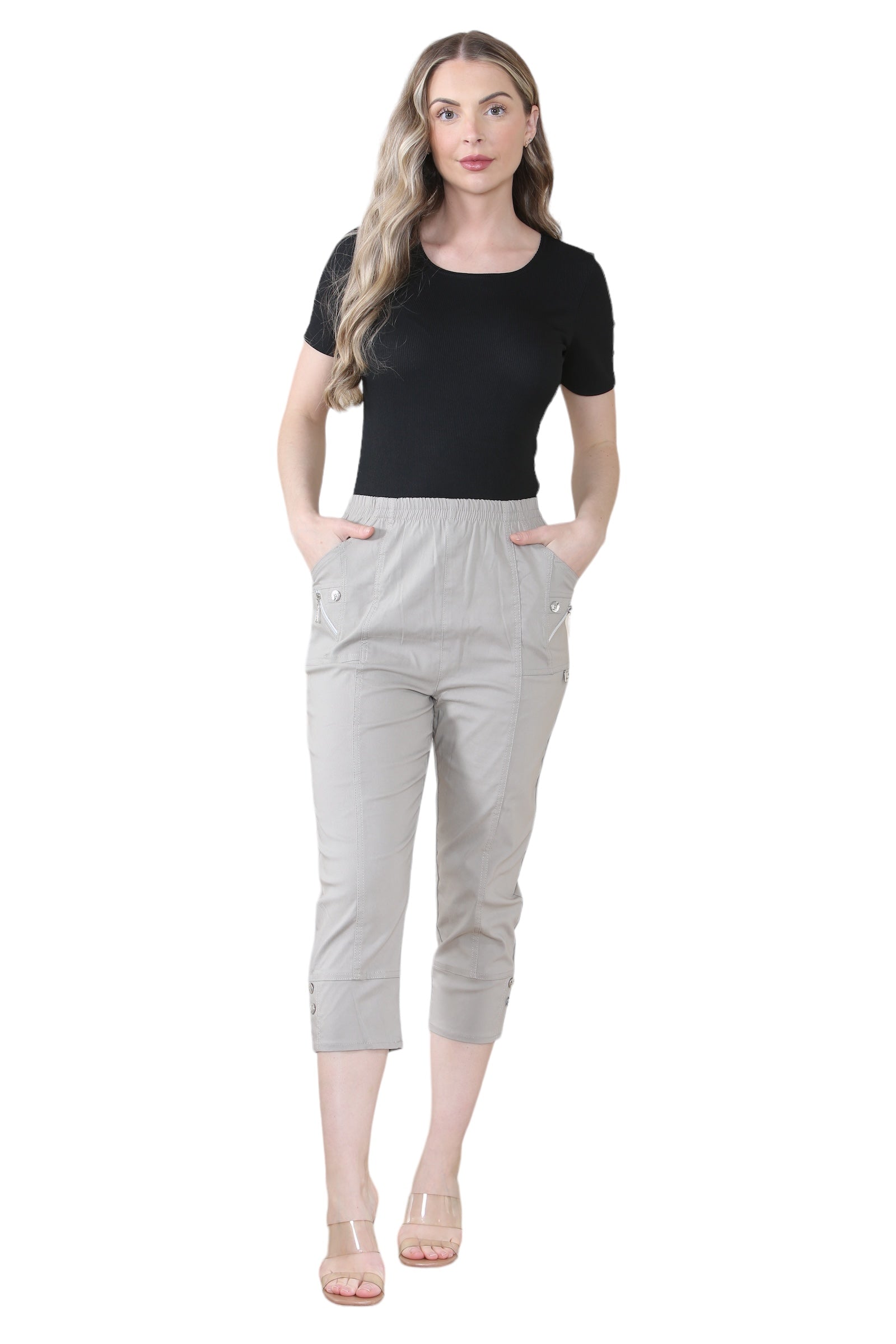 Grey Cherry Berry Capri Trousers For Women 14 - Dropwear