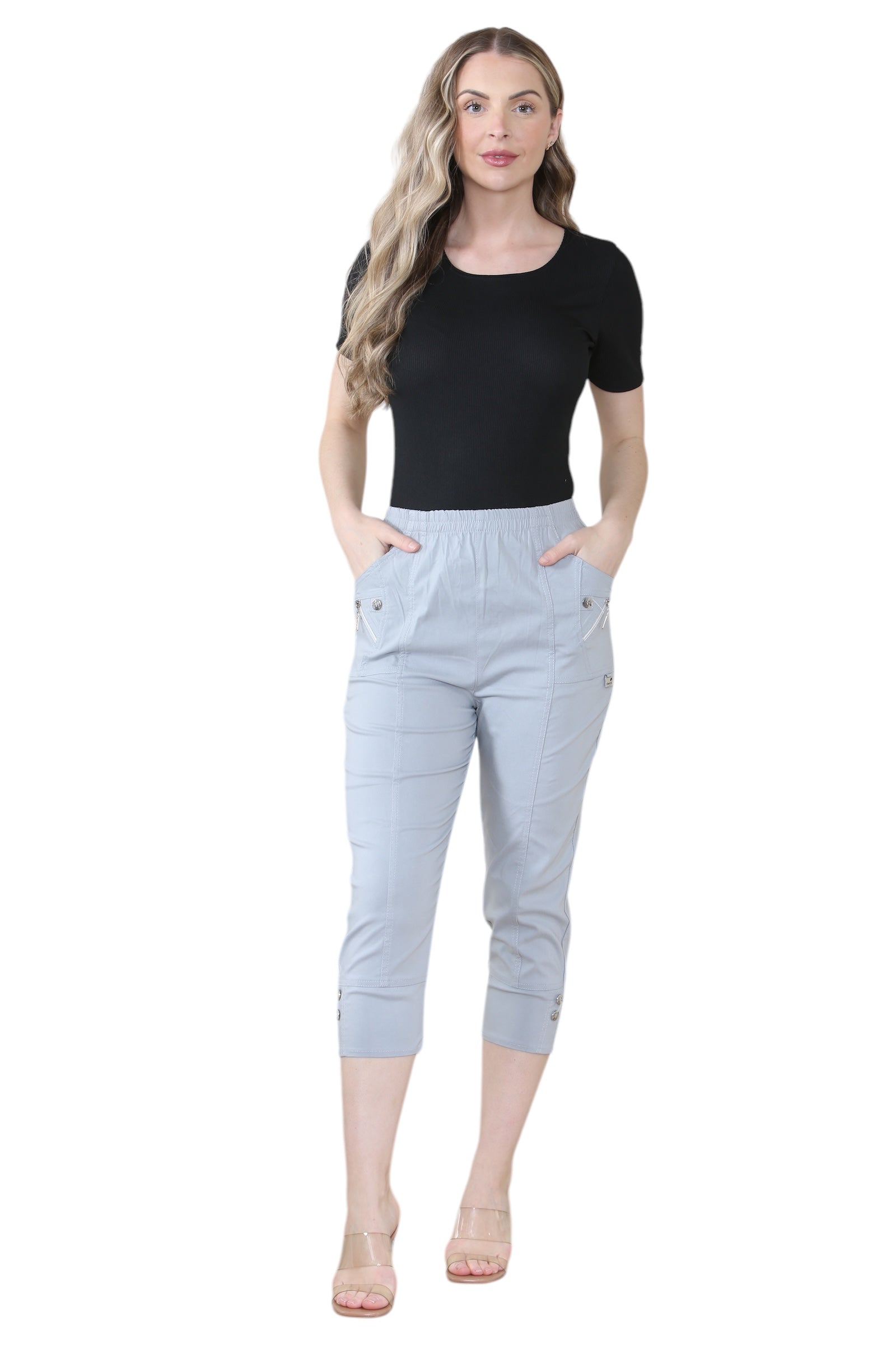 Grey Cherry Berry Capri Trousers For Women 22 - Dropwear