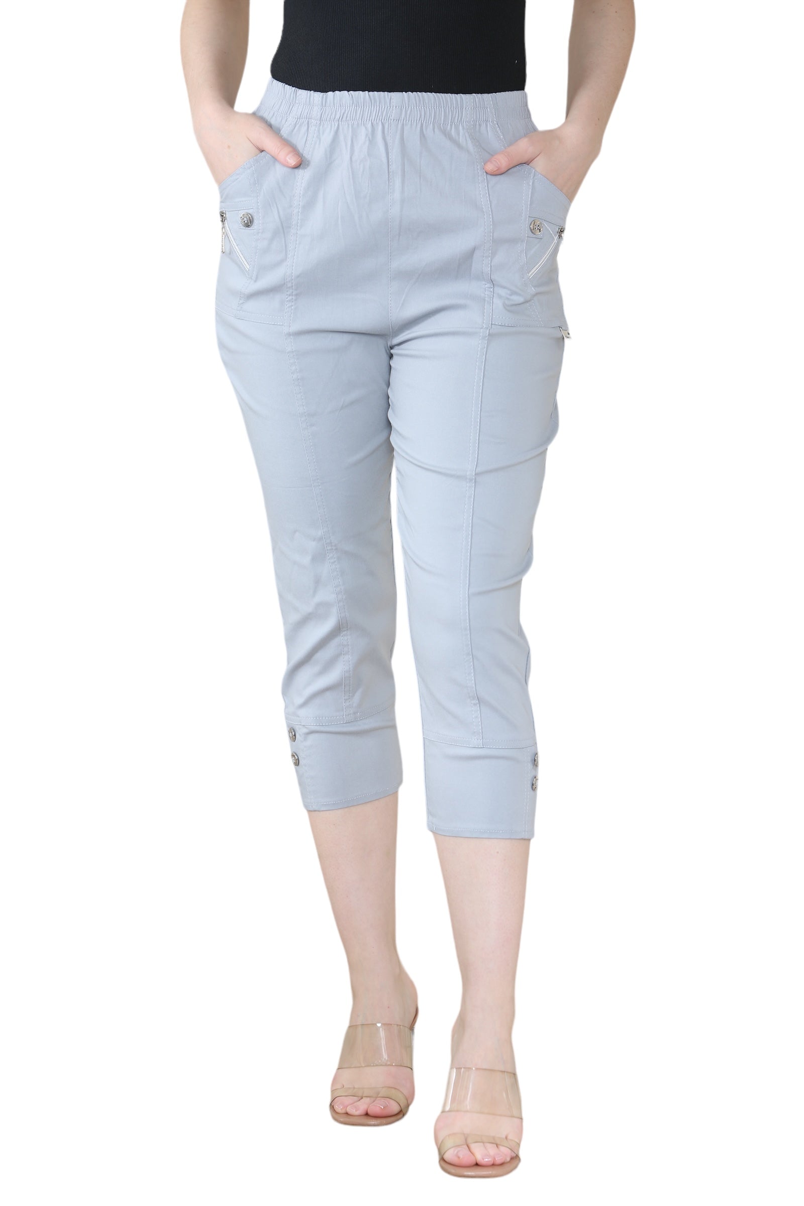 Grey Cherry Berry Capri Trousers For Women 24 - Dropwear