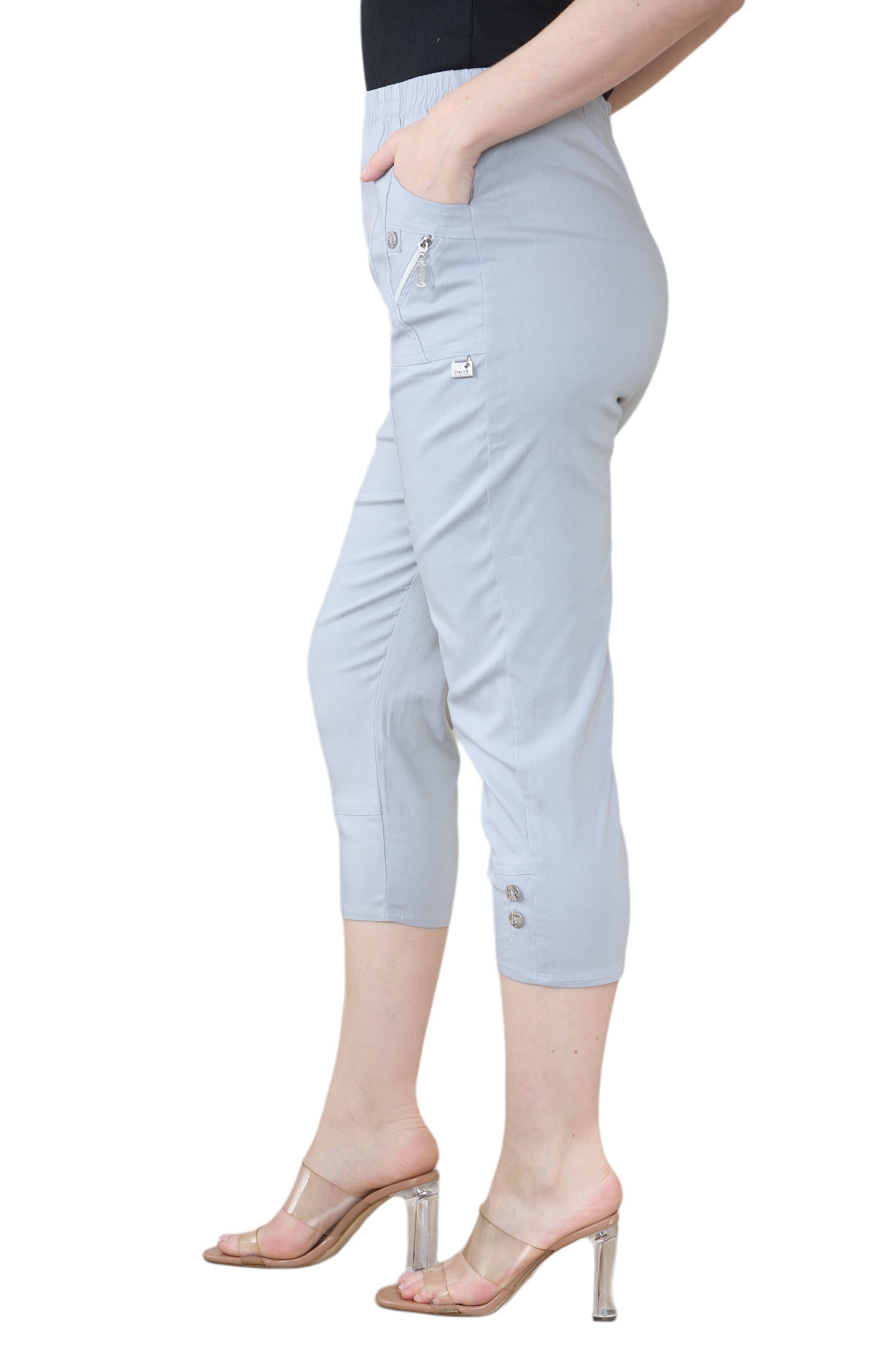 Khaki Cherry Berry Capri Trousers For Women 10 - Dropwear