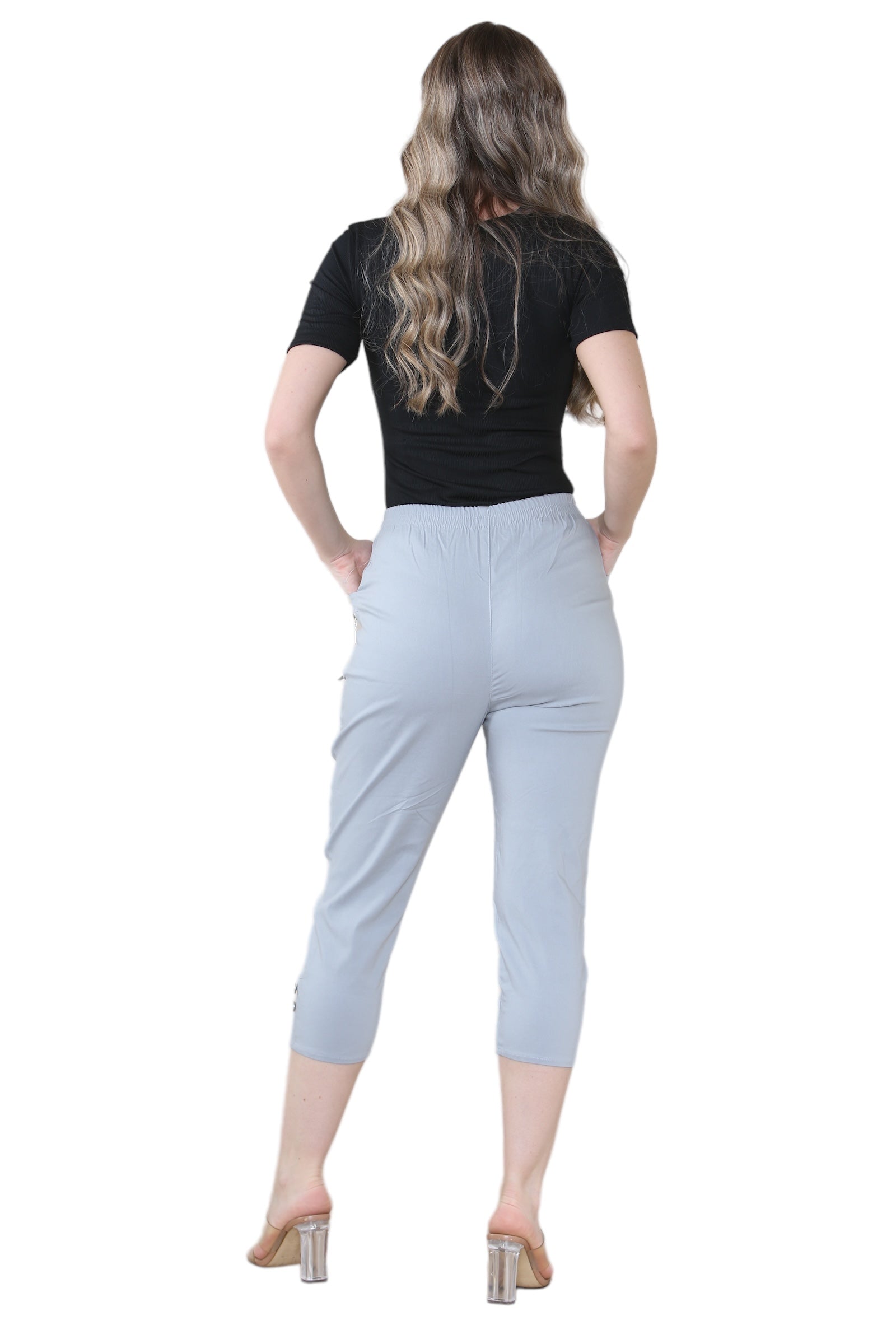 Khaki Cherry Berry Capri Trousers For Women 12 - Dropwear