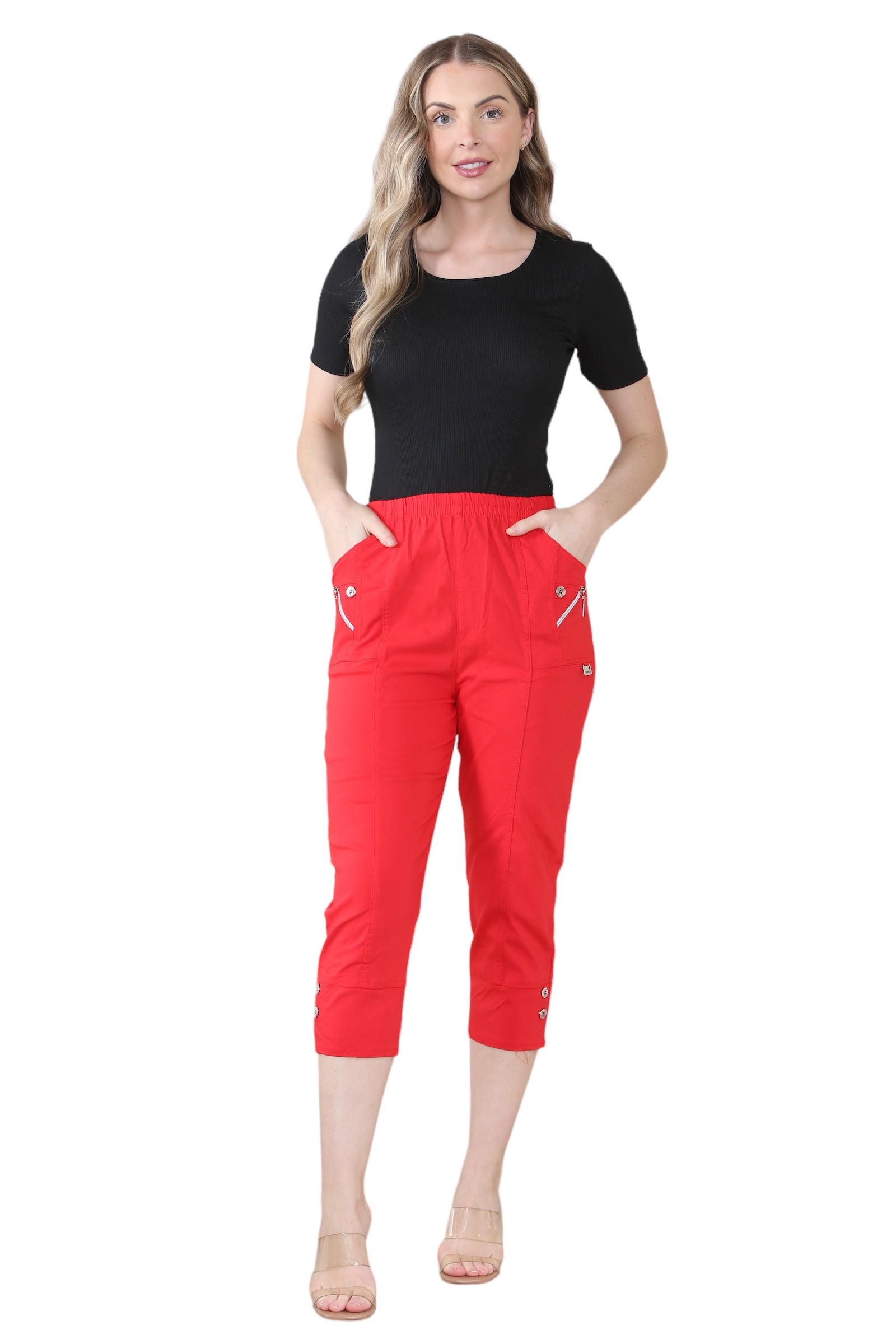 Khaki Cherry Berry Capri Trousers For Women 22 - Dropwear