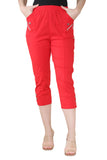 Khaki Cherry Berry Capri Trousers For Women 24 - Dropwear