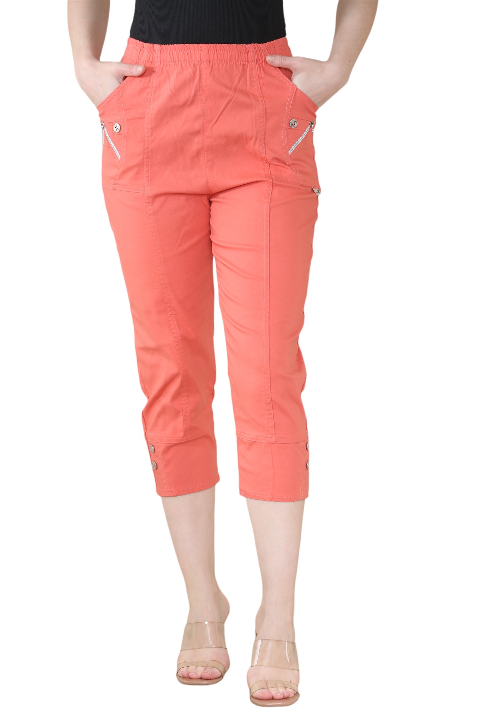 Mocha Cherry Berry Capri Trousers For Women 22 - Dropwear
