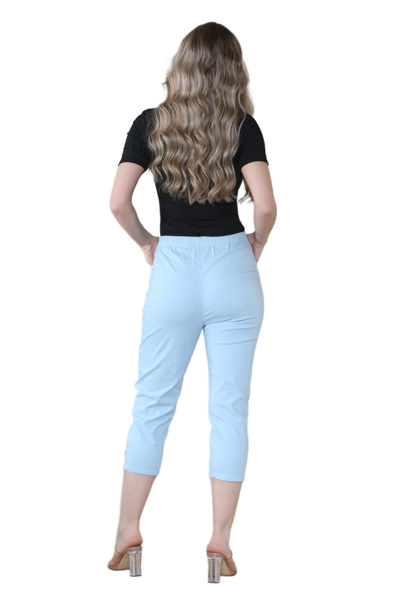 Navy Cherry Berry Capri Trousers For Women 10 - Dropwear