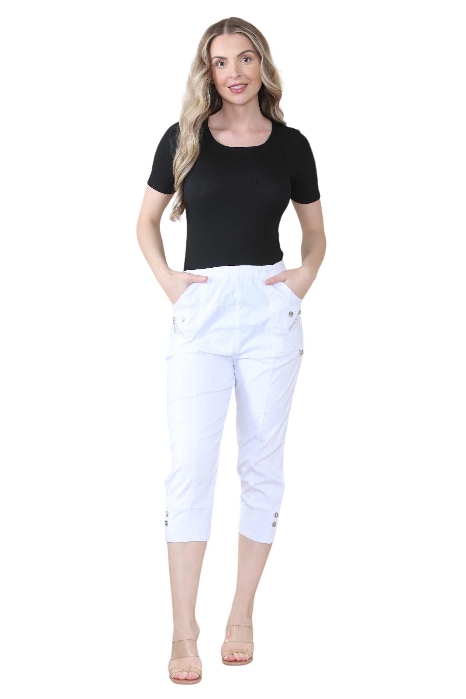 Navy Cherry Berry Capri Trousers For Women 12 - Dropwear
