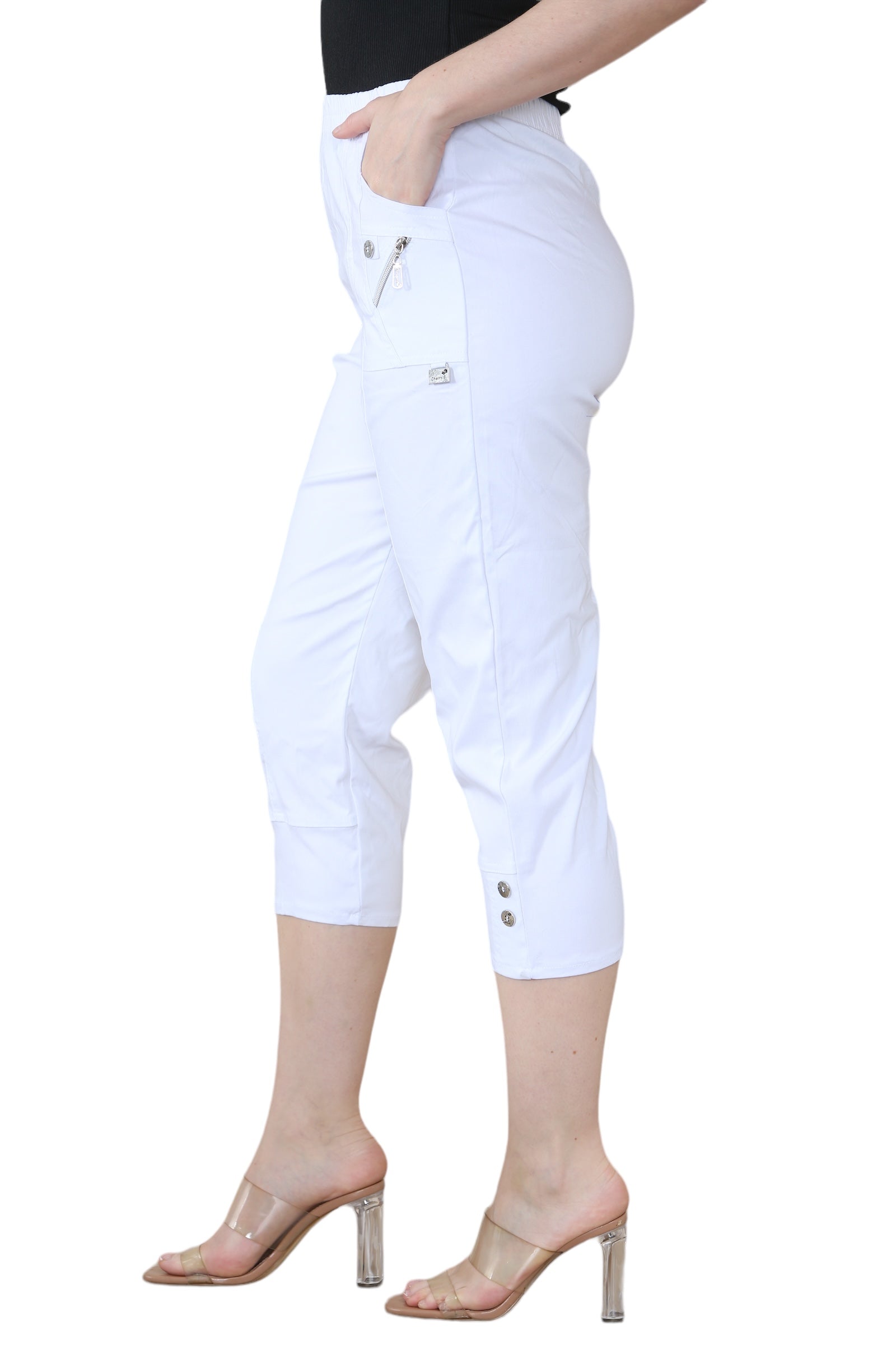 Navy Cherry Berry Capri Trousers For Women 16 - Dropwear