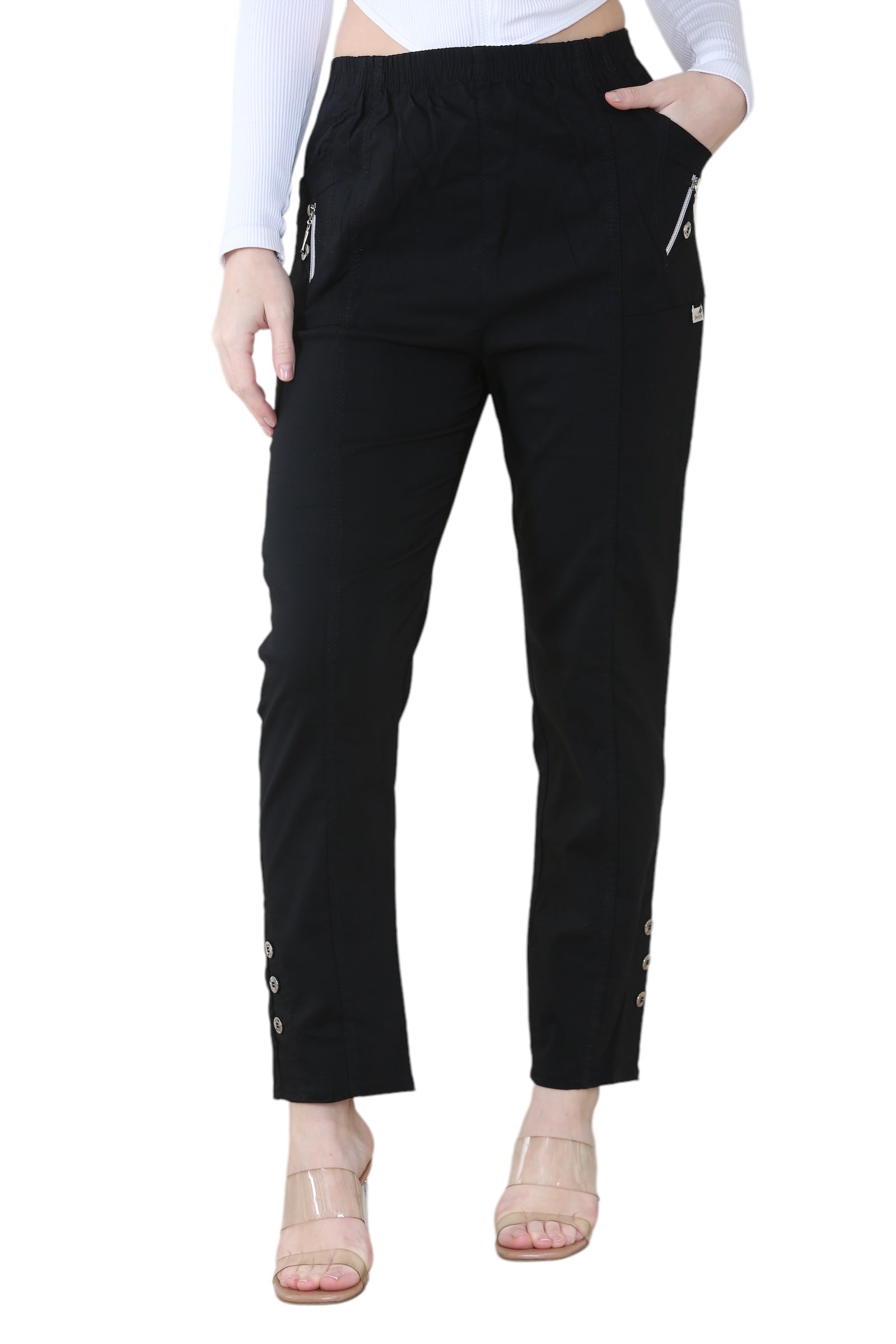 Black Full Length Cherry Berry Long Pants Women Trousers For Women 24 - Dropwear