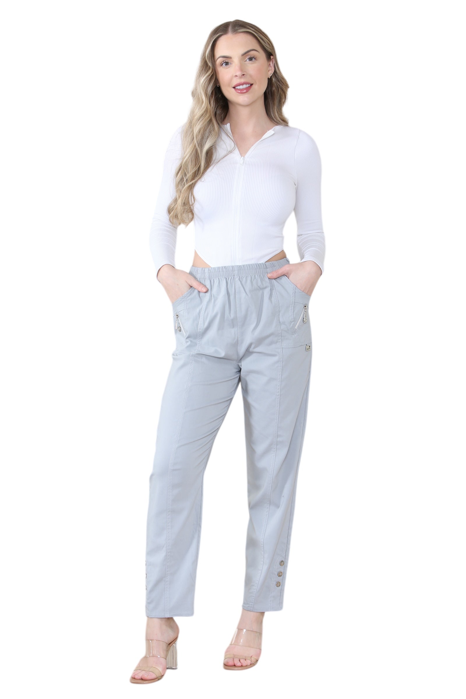 Grey Full Length Cherry Berry Long Pants Women Trousers For Women 16 - Dropwear