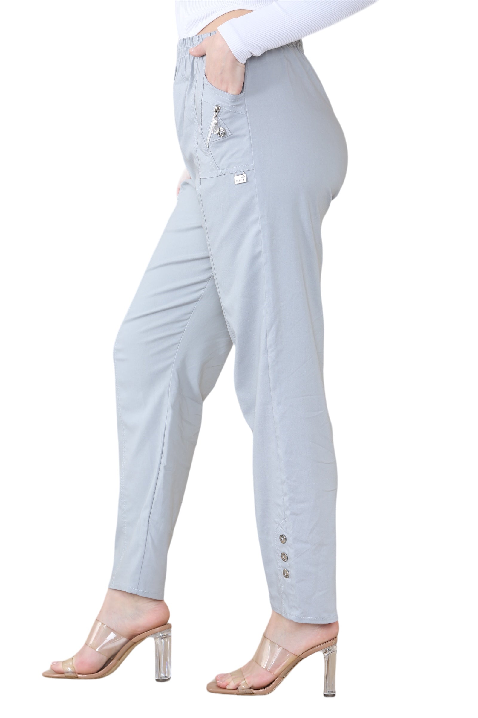 Grey Full Length Cherry Berry Long Pants Women Trousers For Women 20 - Dropwear