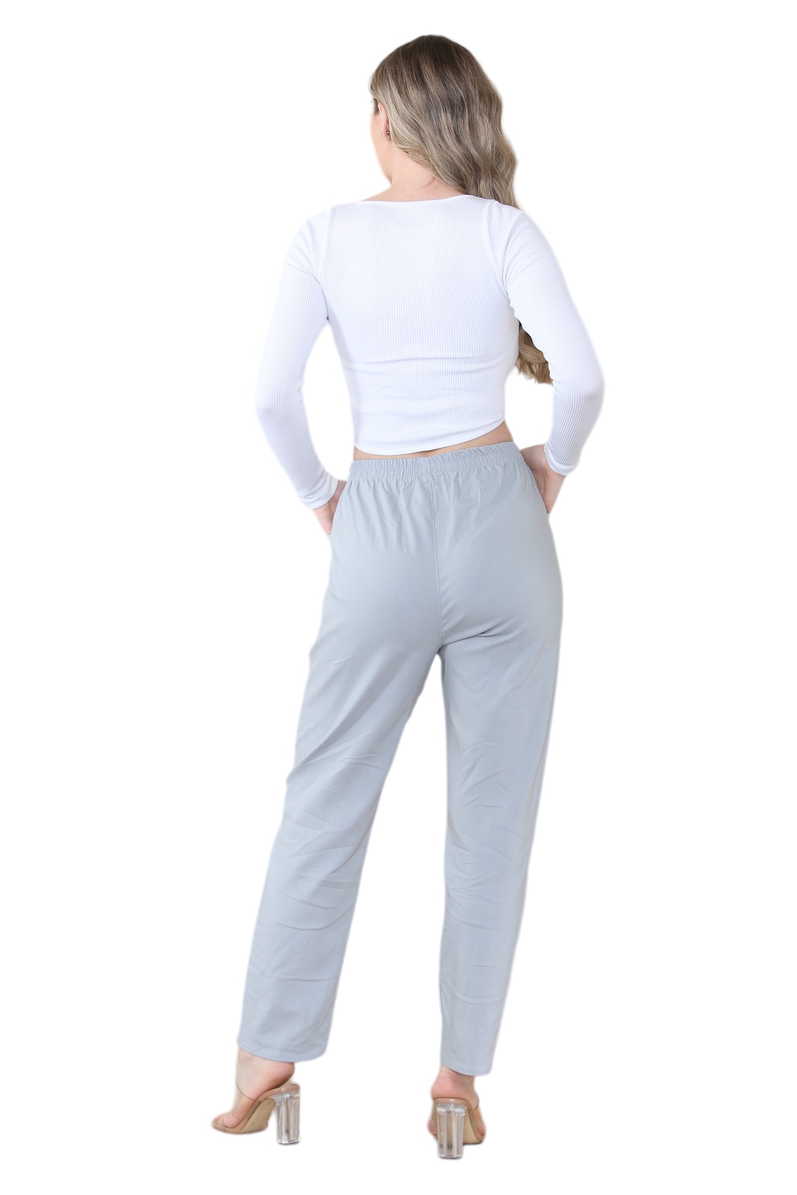 Grey Full Length Cherry Berry Long Pants Women Trousers For Women 22 - Dropwear