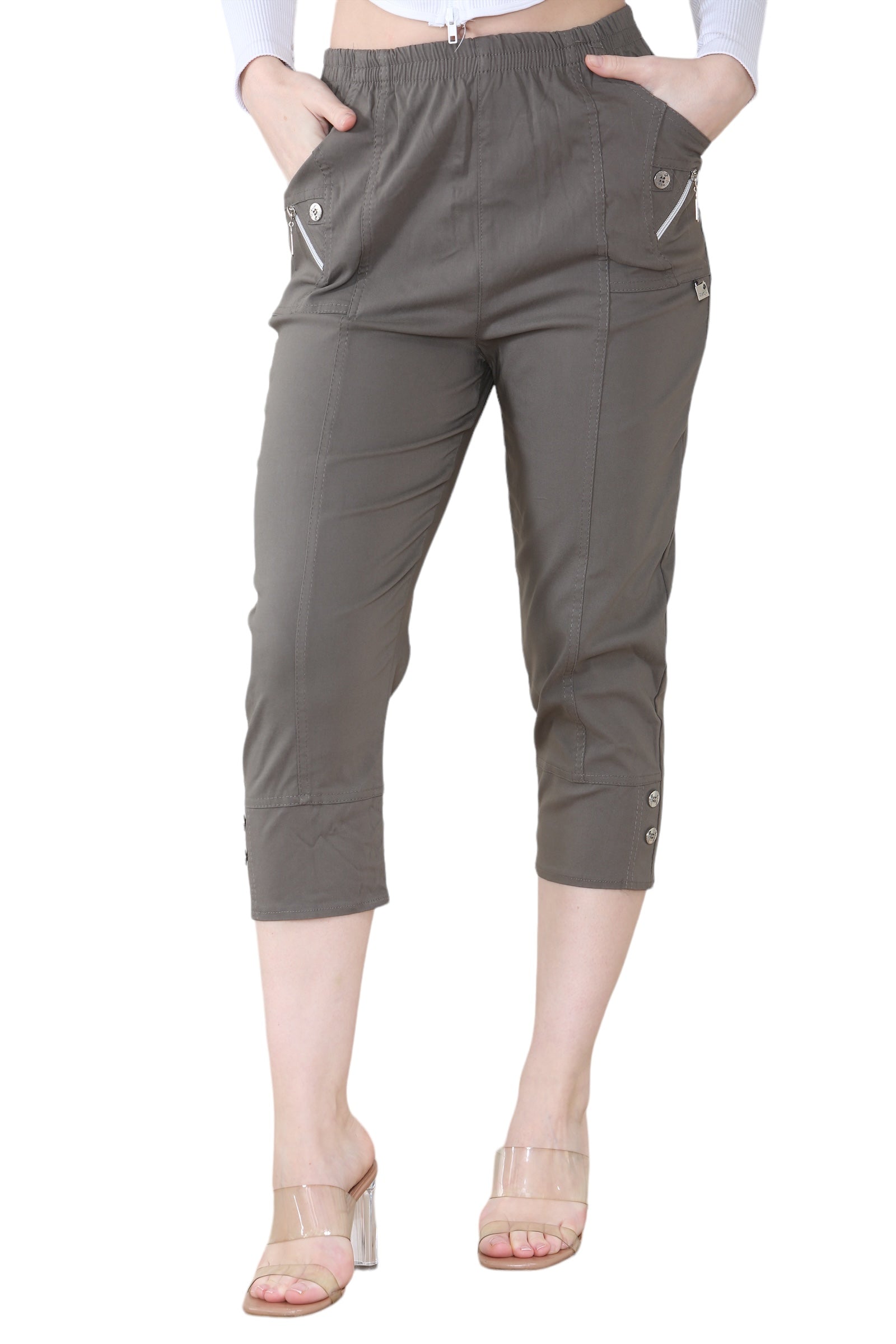 Coral Cherry Berry Capri Trousers For Women 10 - Dropwear