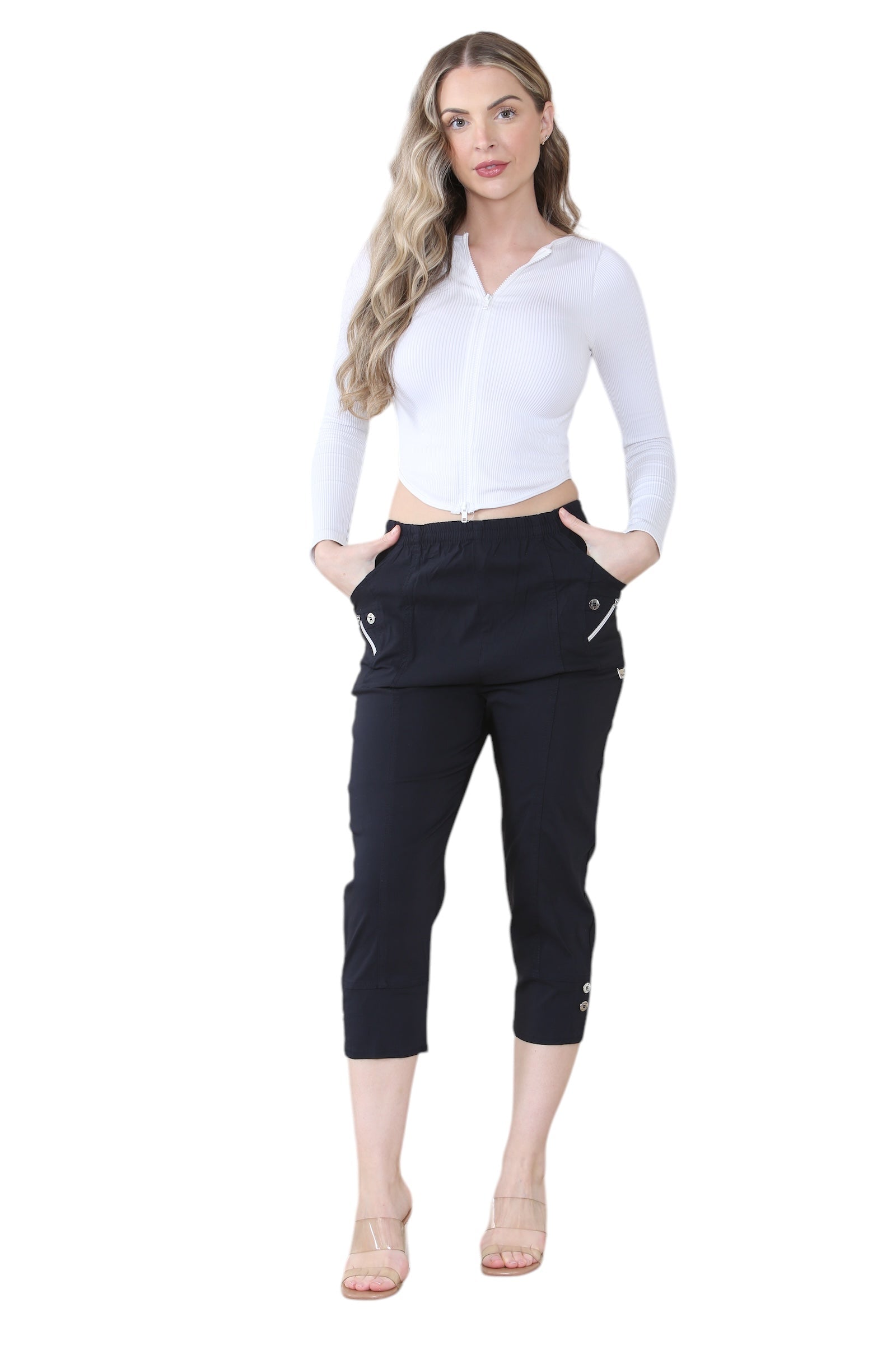 Black Cherry Berry Capri Trousers For Women 14 - Dropwear