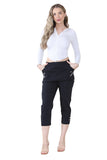 Black Cherry Berry Capri Trousers For Women 14 - Dropwear