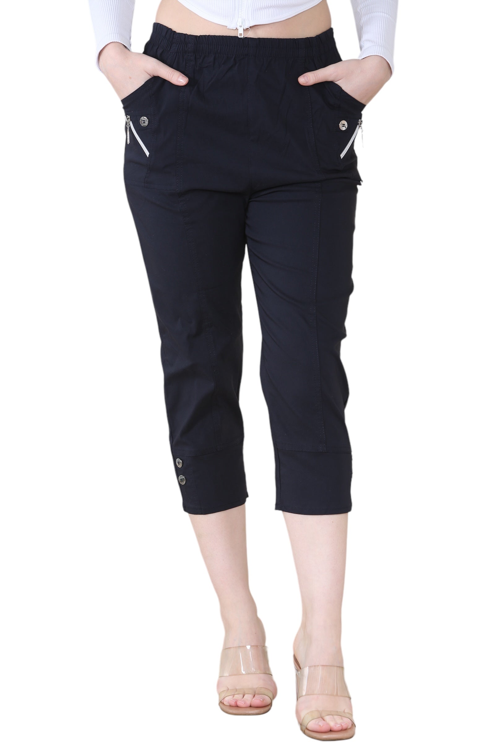 Coral Cherry Berry Capri Trousers For Women 16 - Dropwear