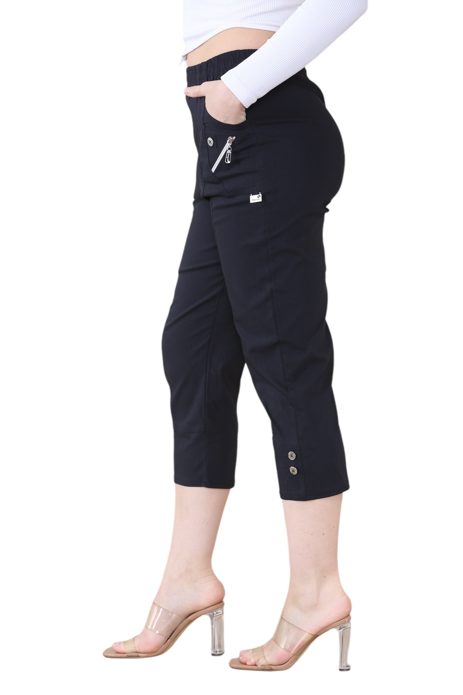 Coral Cherry Berry Capri Trousers For Women 18 - Dropwear