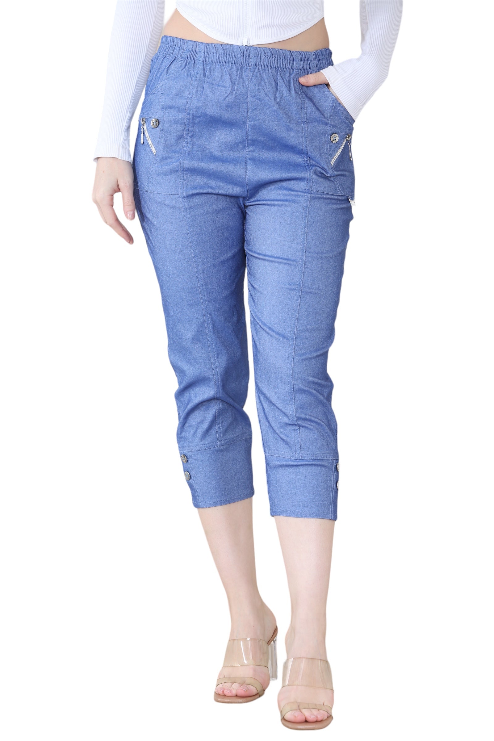 Coral Cherry Berry Capri Trousers For Women 24 - Dropwear