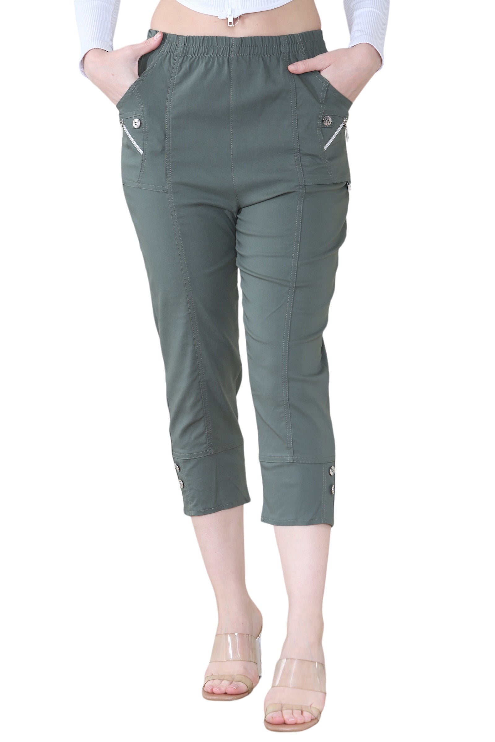 Denim Cherry Berry Capri Trousers For Women 16 - Dropwear