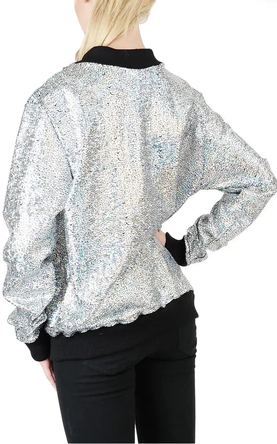 Mermaid Glitter Mermaid Sequin Bomber Jacket For Women 16-18 - Dropwear