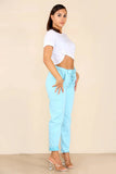 Sea Green Italian Glitter Drawstring Waistband Magic Pants For Women 8 - Dropwear