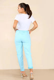 Sea Green Italian Glitter Drawstring Waistband Magic Pants For Women 10 - Dropwear