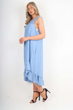 Italian Lace Neckline Dipped Hem Dress For Women  - Dropwear