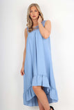 Italian Lace Neckline Dipped Hem Dress For Women  - Dropwear