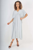 Italian Drawestring Front Flared Linen Dress For Women  - Dropwear