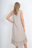 Sky Blue Italian Lace Neckline Dipped Hem Dress For Women ONE SIZE (FITS UK 10-18) - Dropwear