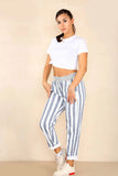 Black Plus Size Italian Striped Print Drawstring Cotton Joggers For Women 20 - Dropwear