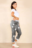 Black Plus Size Italian Star Print Drawstring Cotton Joggers For Women 18 - Dropwear