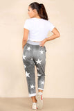 Black Italian Star Print Drawstring Cotton Joggers For Women 14 - Dropwear