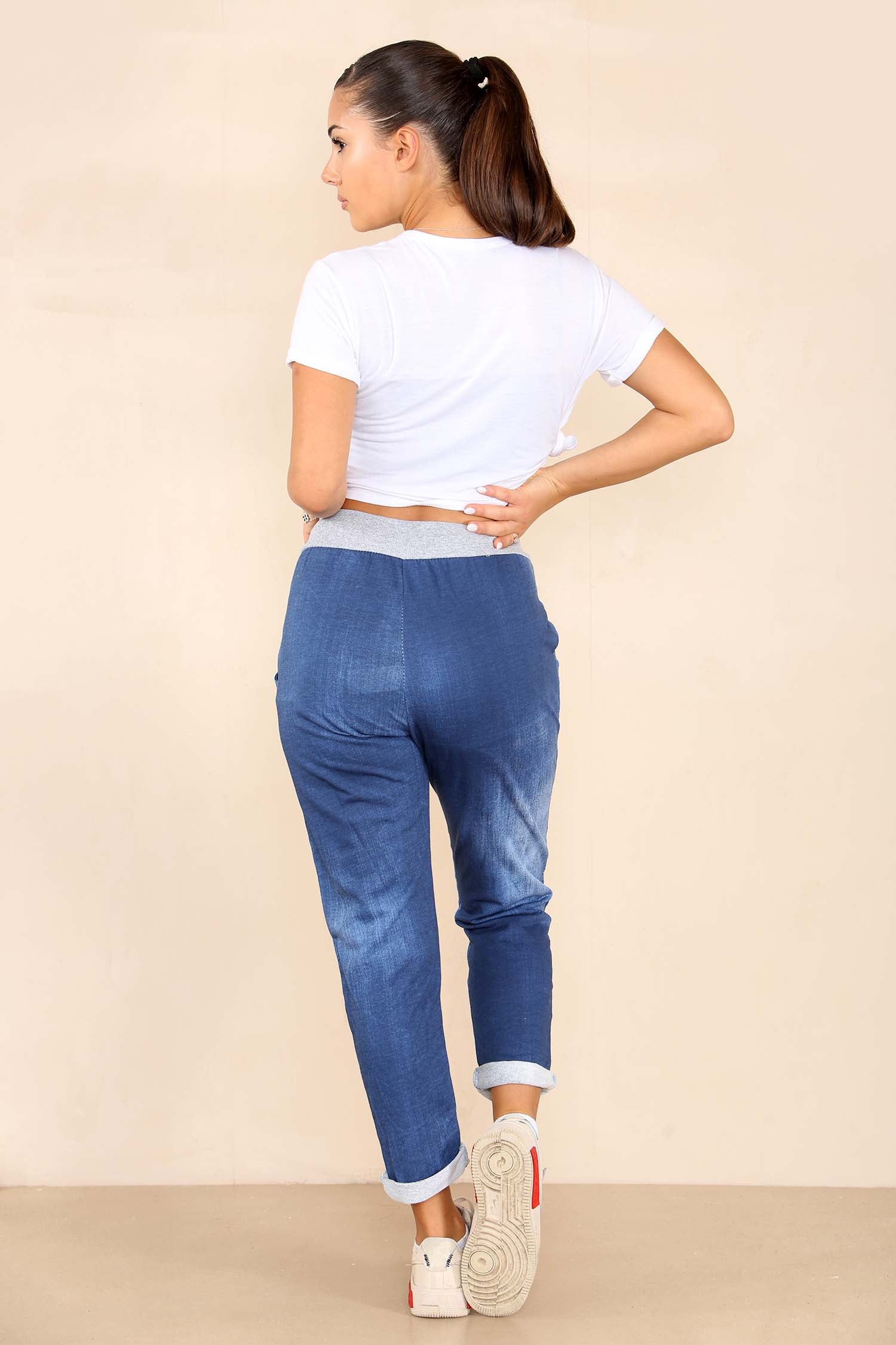 Light Black Italian Plain Drawstring Cotton Joggers For Women 12 - Dropwear
