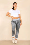 Italian Plain Drawstring Cotton Joggers For Women  - Dropwear