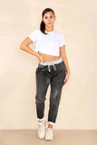 Italian Plain Drawstring Cotton Joggers For Women  - Dropwear