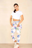 White Plus Size Italian Aboriginal Print Drawstring Cotton Joggers For Women 20 - Dropwear