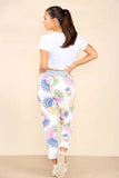 White Plus Size Italian Aboriginal Print Drawstring Cotton Joggers For Women 22 - Dropwear