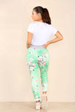 Blue Plus Sise Italian Floral Print Drawstring Cotton Joggers For Women 20 - Dropwear