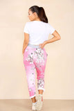 Blue Plus Sise Italian Floral Print Drawstring Cotton Joggers For Women 16 - Dropwear