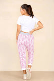 Baby Pink Italian Floral Texture Print Drawstring Cotton Joggers For Women 12 - Dropwear