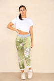 Light Blue Plus Sise Italian Floral Print Drawstring Cotton Joggers For Women 22 - Dropwear