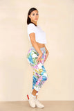 Multy Italian Floral Print Drawstring Cotton Joggers - Multi Color For Women 12 - Dropwear