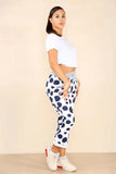 White Plus Size Italian Dotted Print Drawstring Cotton Joggers For Women 20 - Dropwear